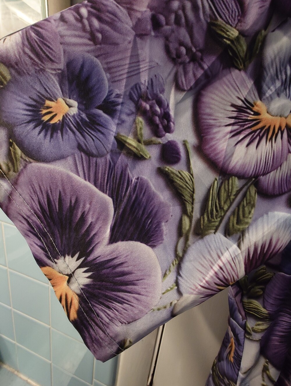 Purple Pansy Floral Square-Neck Midi Dress - Picture 4 of 4